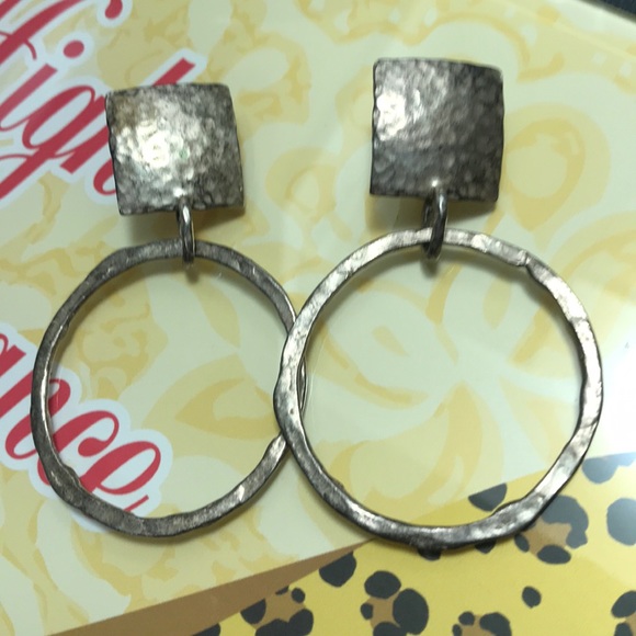 Vintage Hammered Silver Earrings Textured AWESOME - Picture 3 of 8